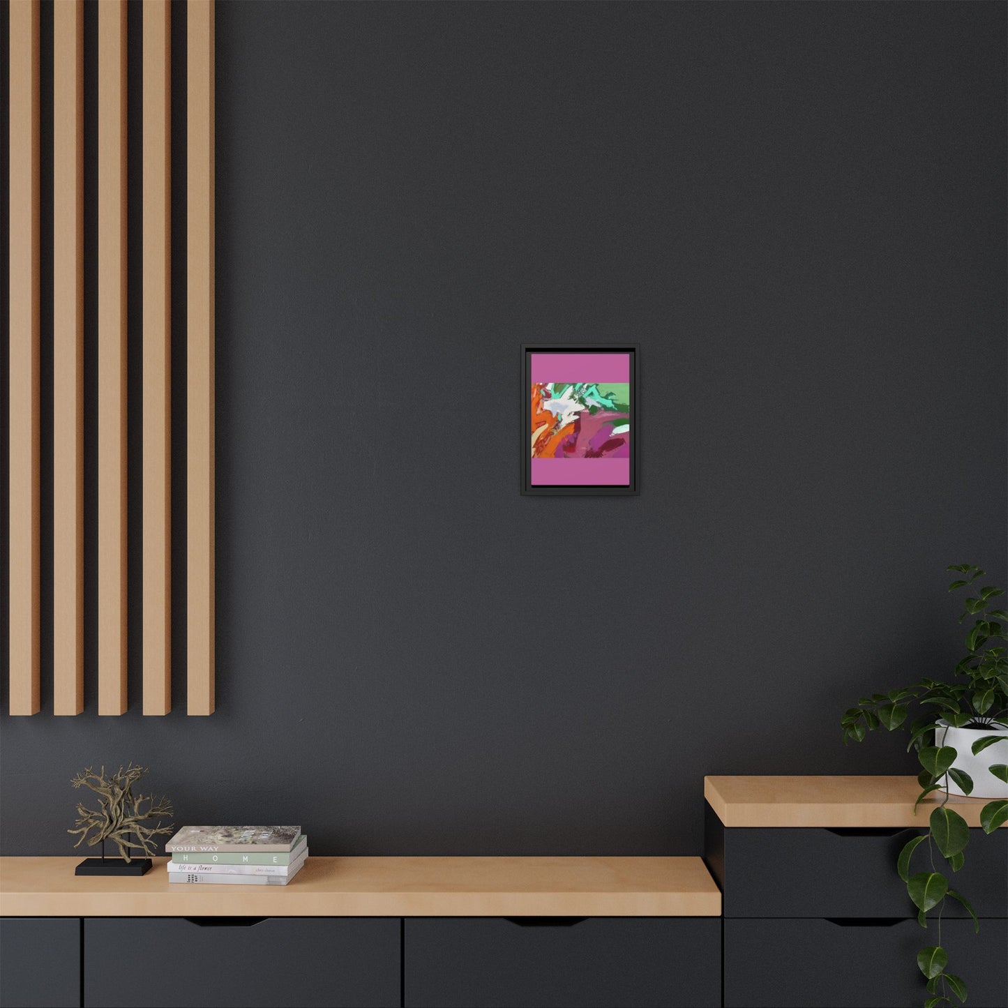 Abstract Multi‑Color Matte Canvas Framed Wall Art