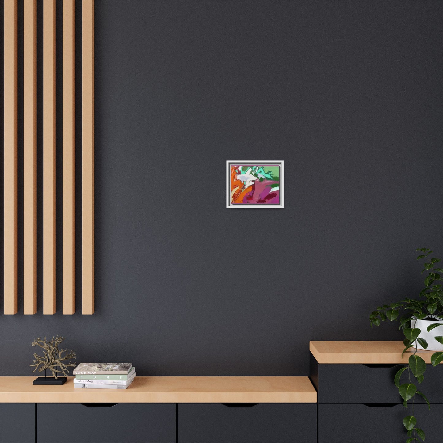 Abstract Multi‑Color Matte Canvas Framed Wall Art