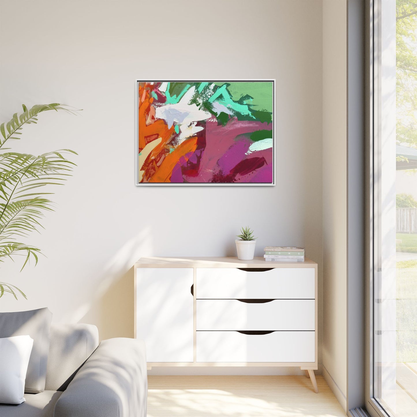 Abstract Multi‑Color Matte Canvas Framed Wall Art