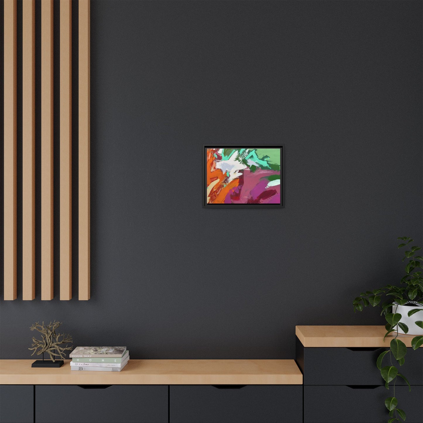 Abstract Multi‑Color Matte Canvas Framed Wall Art