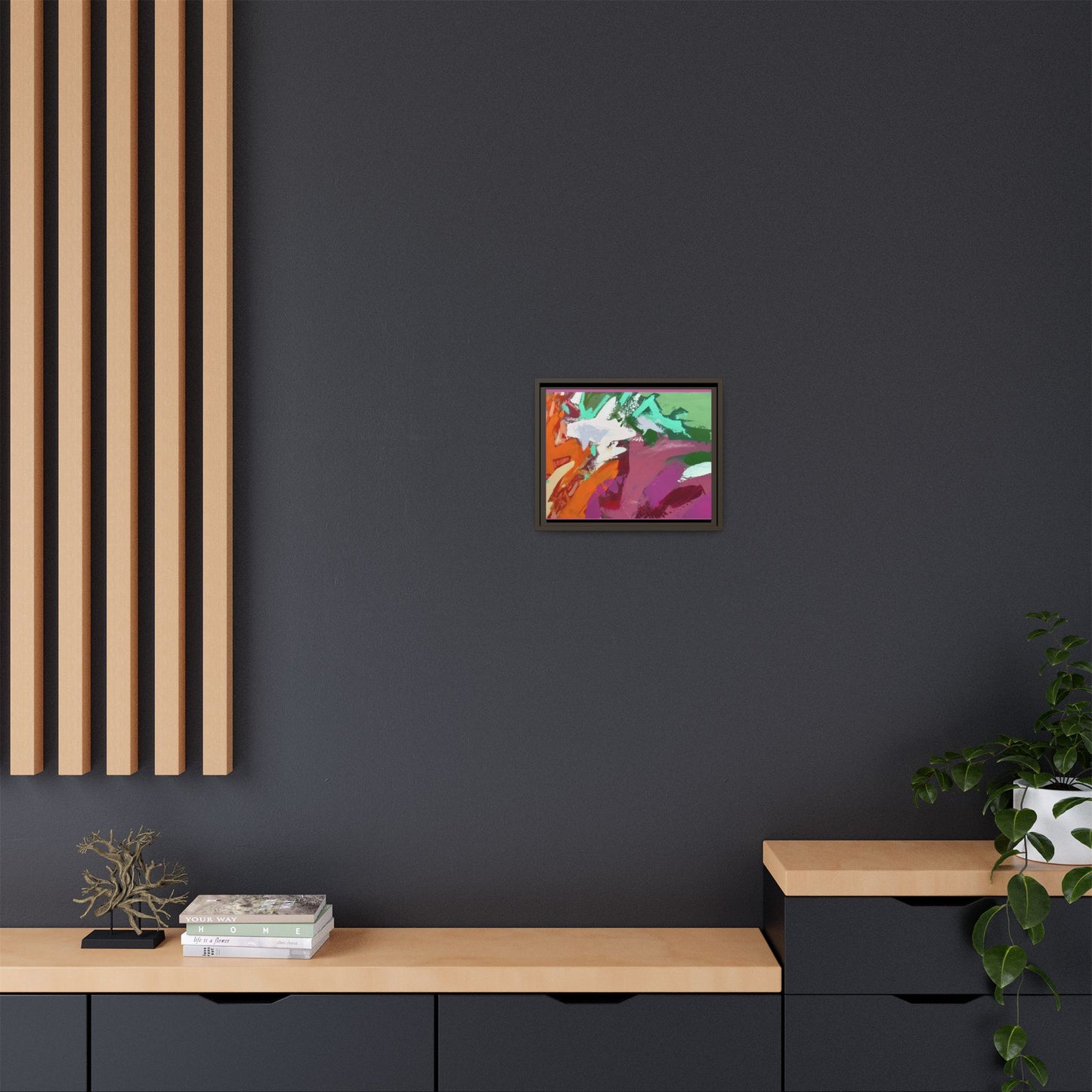 Abstract Multi‑Color Matte Canvas Framed Wall Art