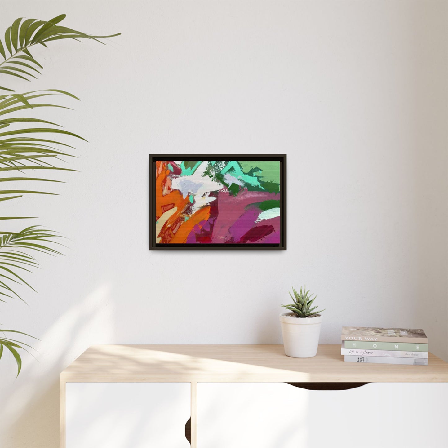 Abstract Multi‑Color Matte Canvas Framed Wall Art