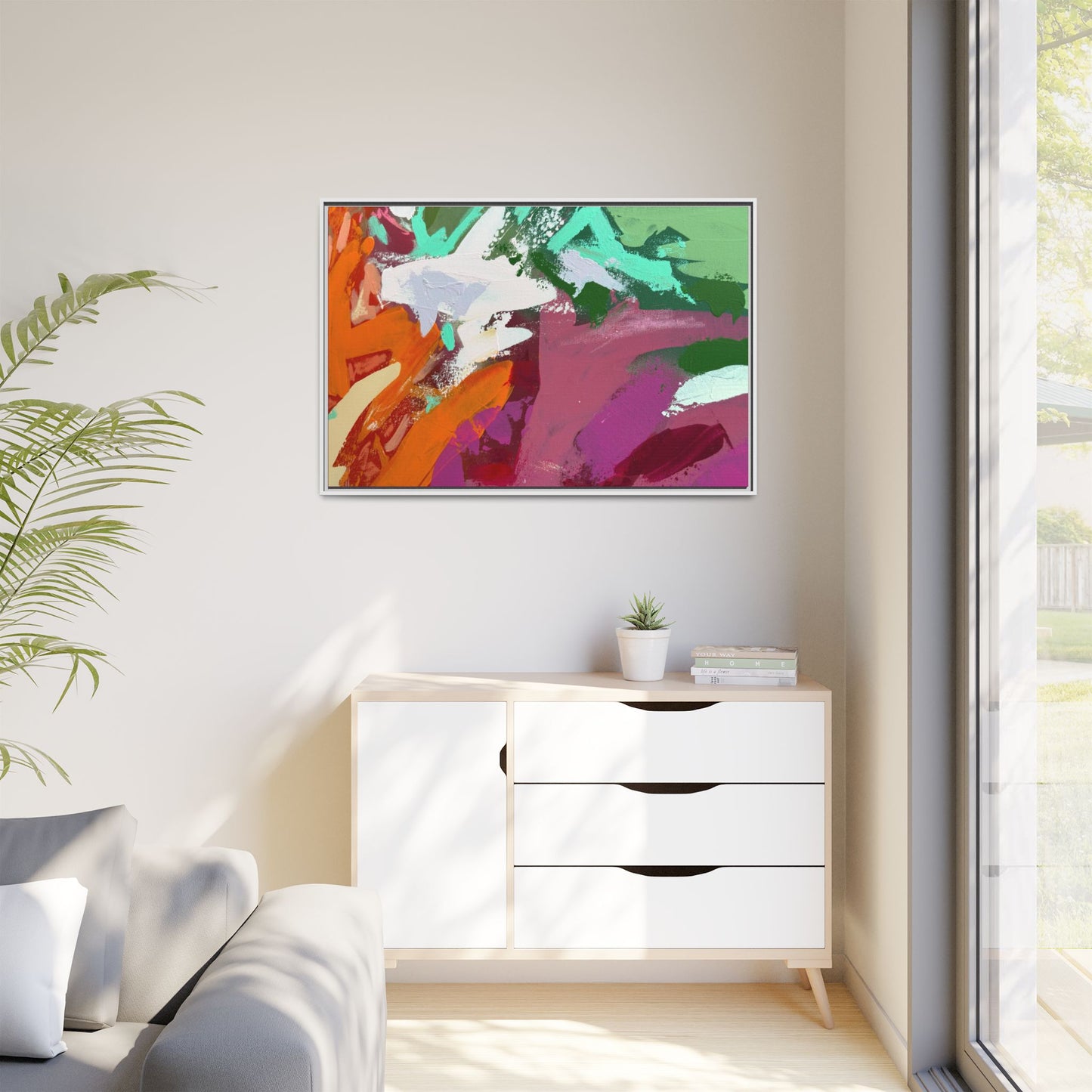 Abstract Multi‑Color Matte Canvas Framed Wall Art