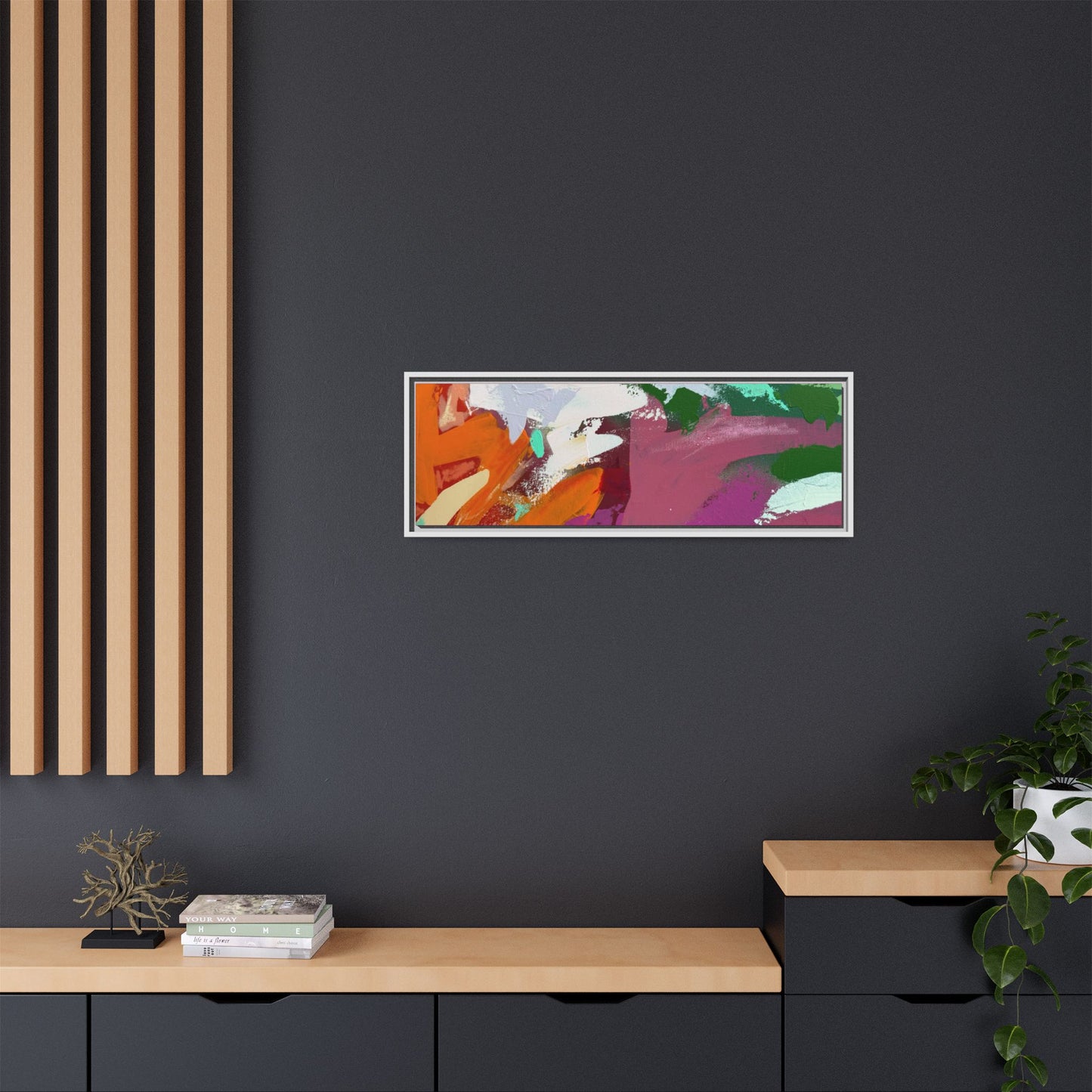 Abstract Multi‑Color Matte Canvas Framed Wall Art