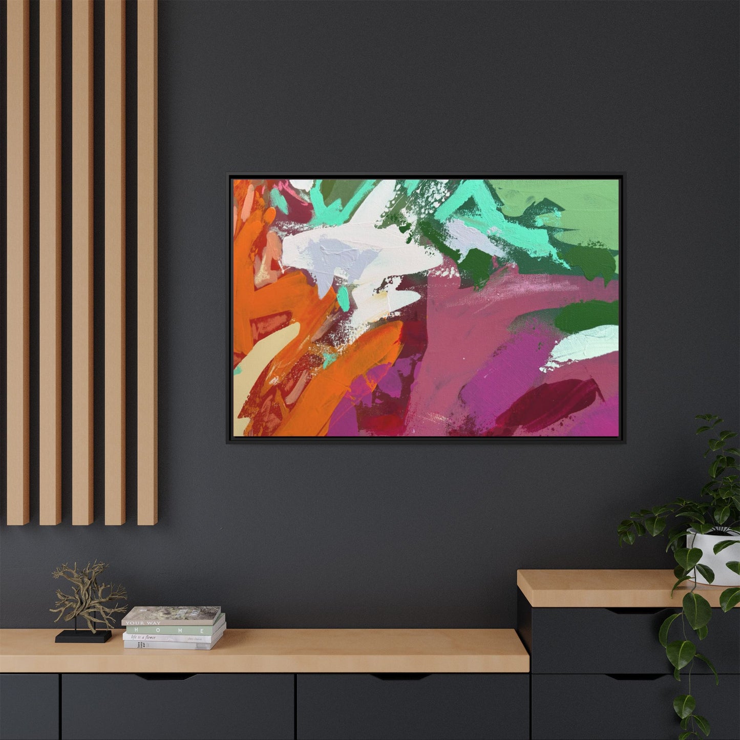Abstract Multi‑Color Matte Canvas Framed Wall Art
