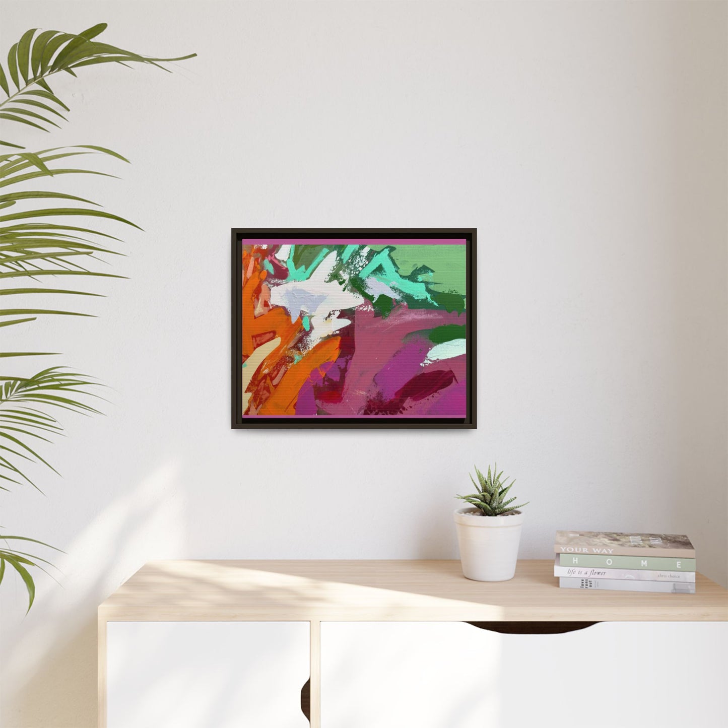 Abstract Multi‑Color Matte Canvas Framed Wall Art