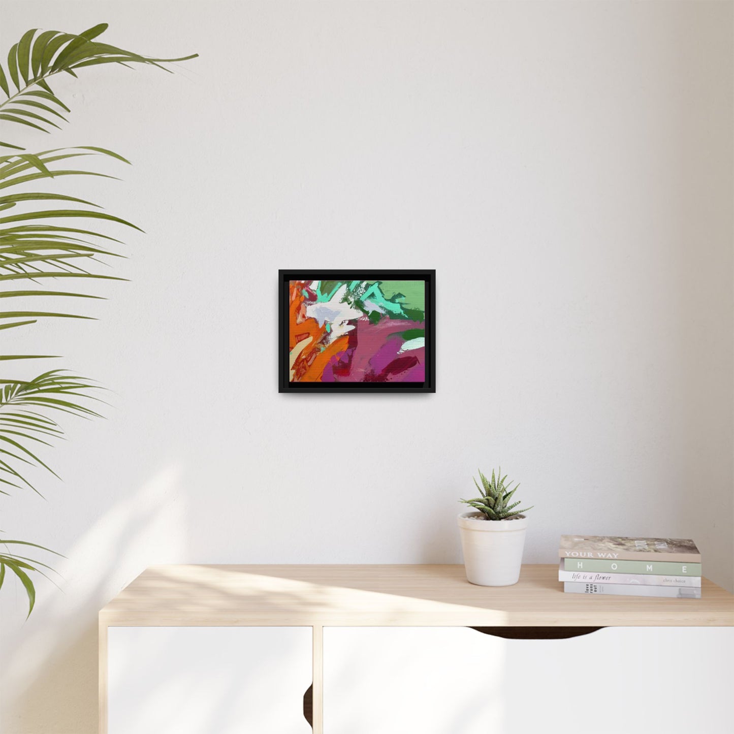 Abstract Multi‑Color Matte Canvas Framed Wall Art