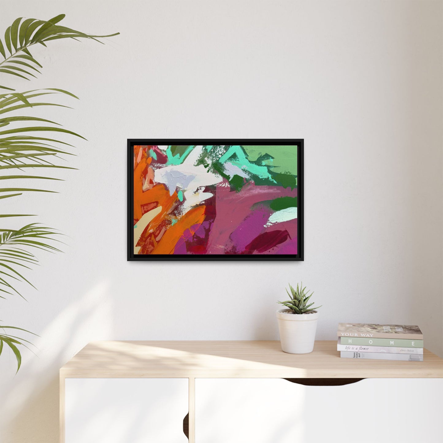 Abstract Multi‑Color Matte Canvas Framed Wall Art
