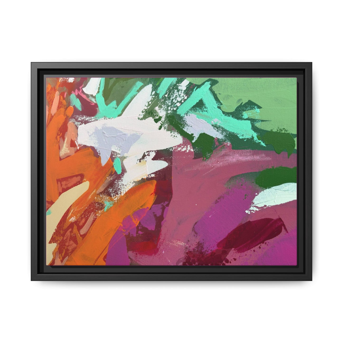 Abstract Multi‑Color Matte Canvas Framed Wall Art
