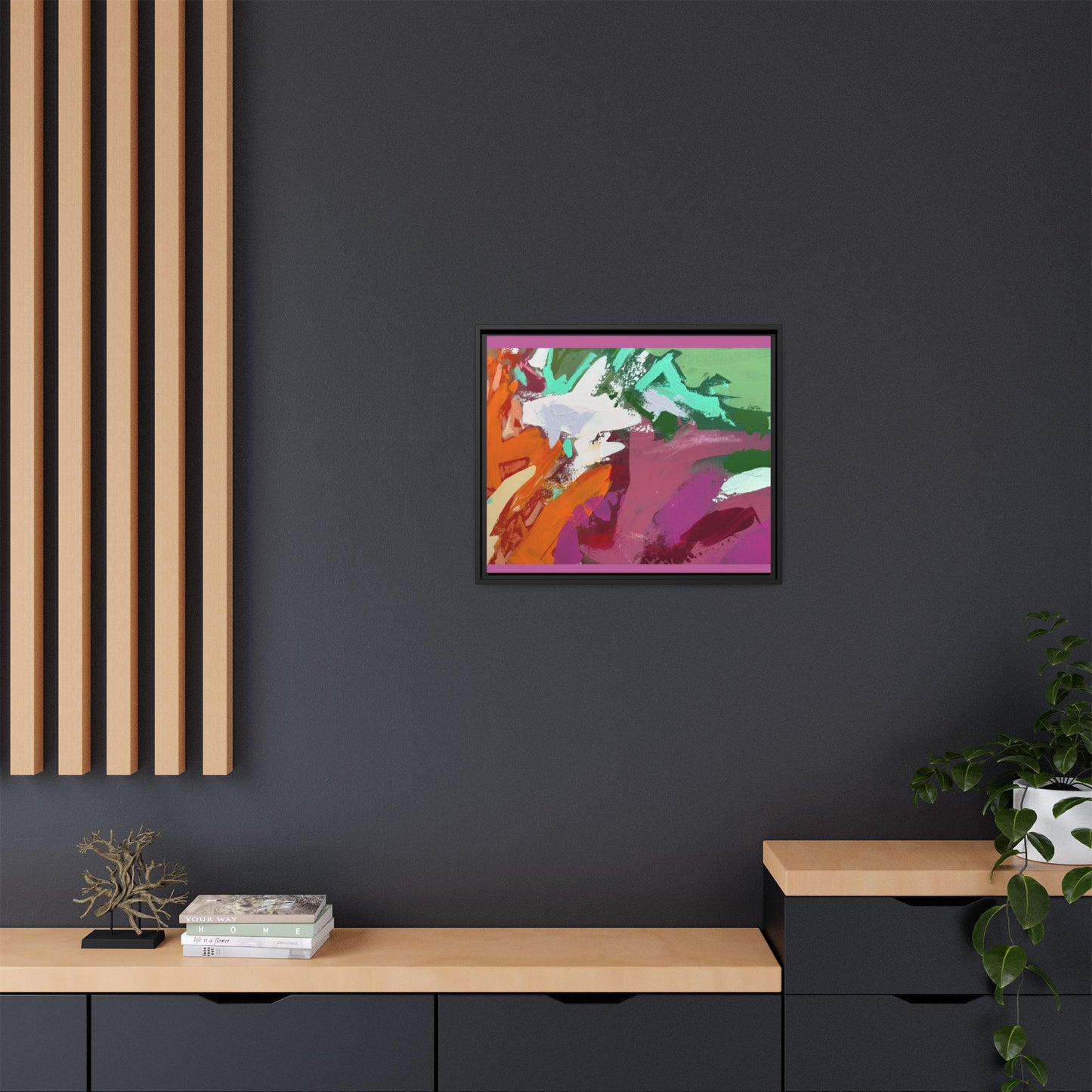 Abstract Multi‑Color Matte Canvas Framed Wall Art