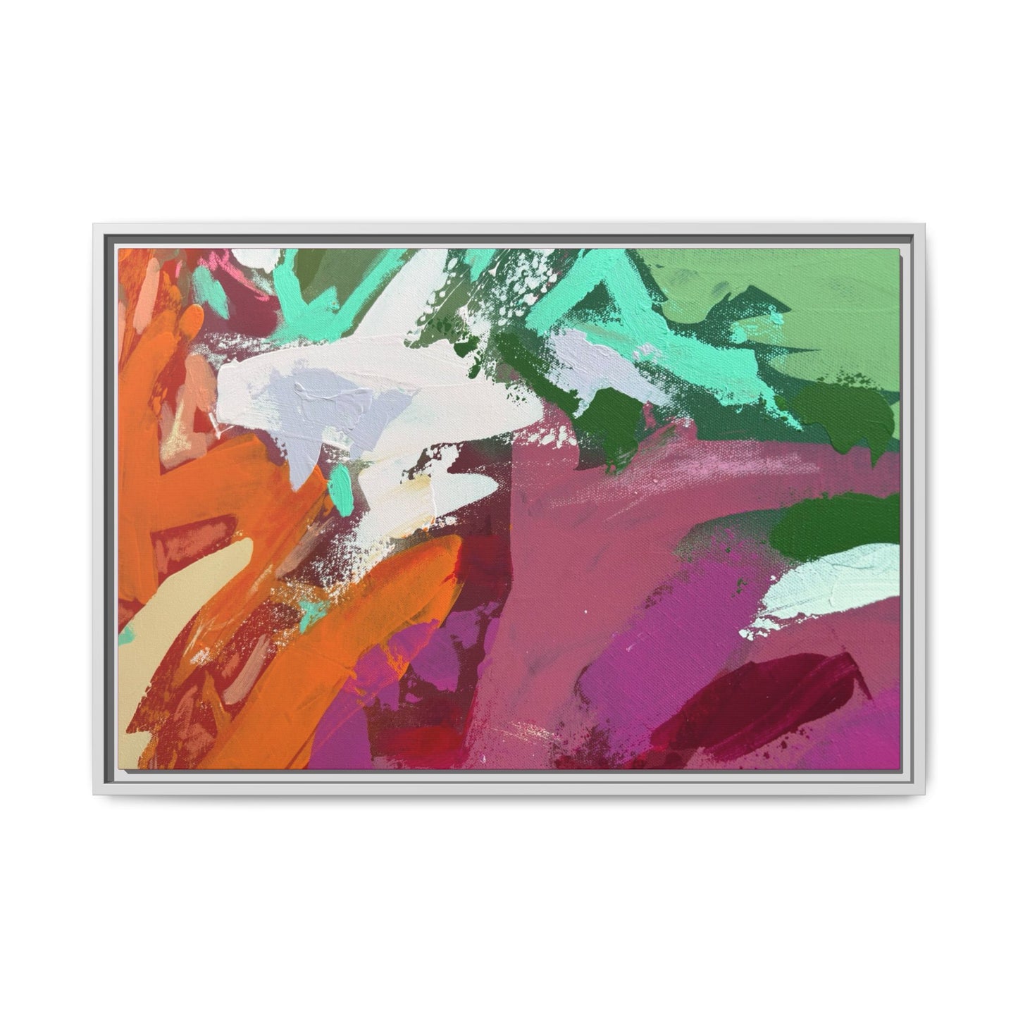 Abstract Multi‑Color Matte Canvas Framed Wall Art
