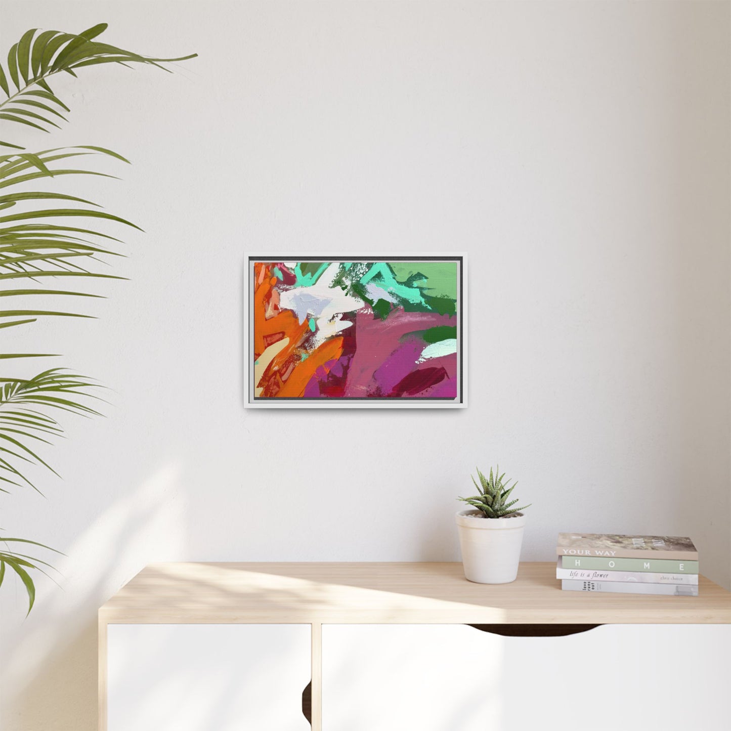 Abstract Multi‑Color Matte Canvas Framed Wall Art