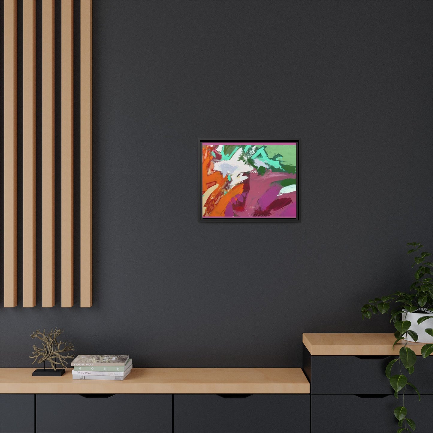 Abstract Multi‑Color Matte Canvas Framed Wall Art