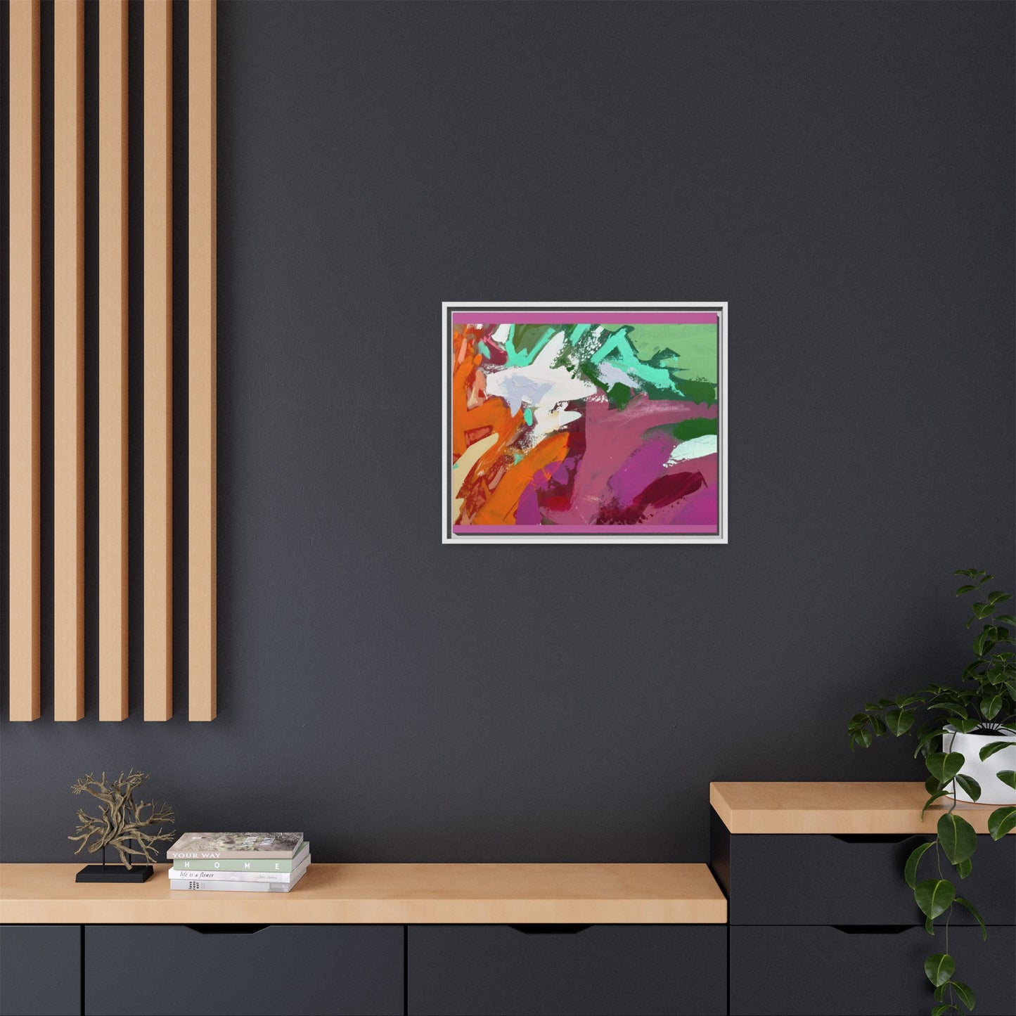 Abstract Multi‑Color Matte Canvas Framed Wall Art
