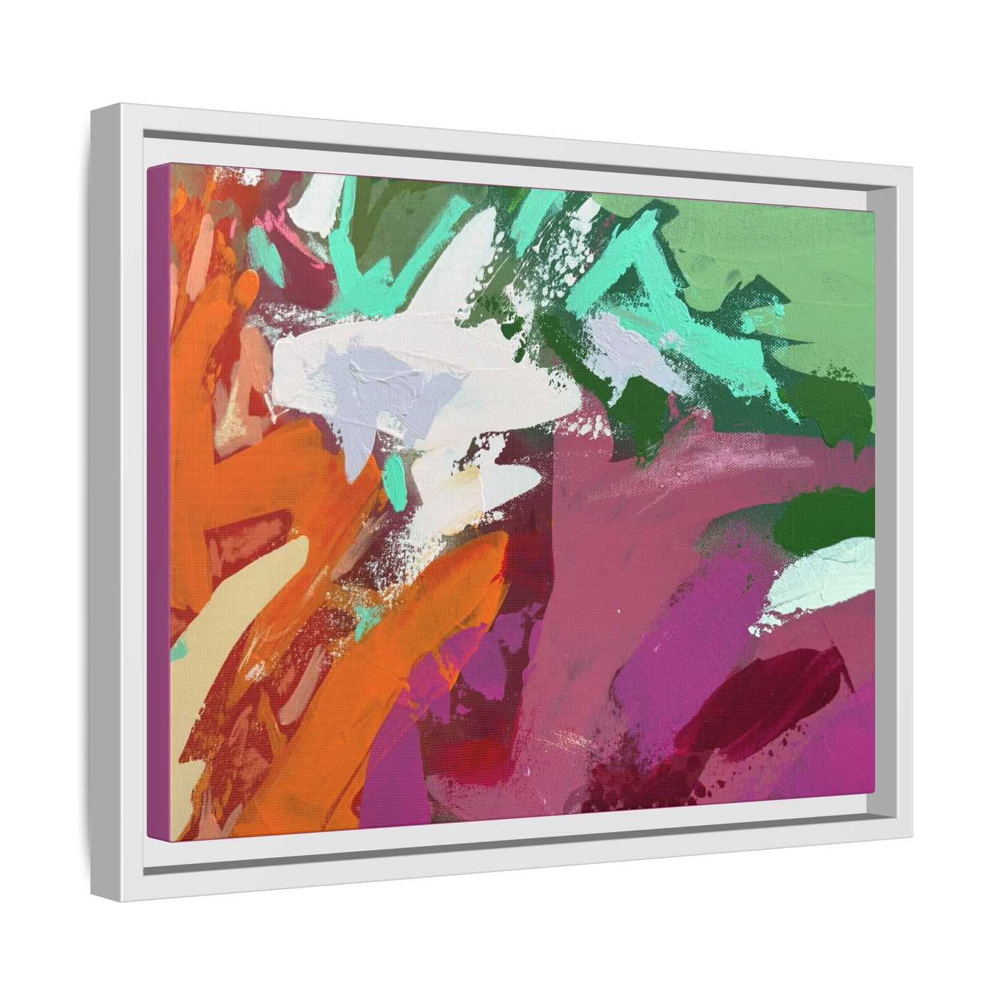 Abstract Multi‑Color Matte Canvas Framed Wall Art