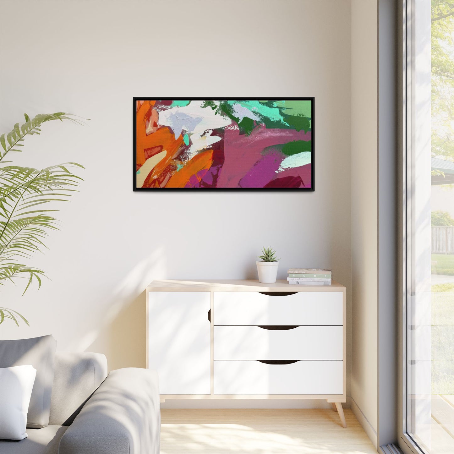 Abstract Multi‑Color Matte Canvas Framed Wall Art