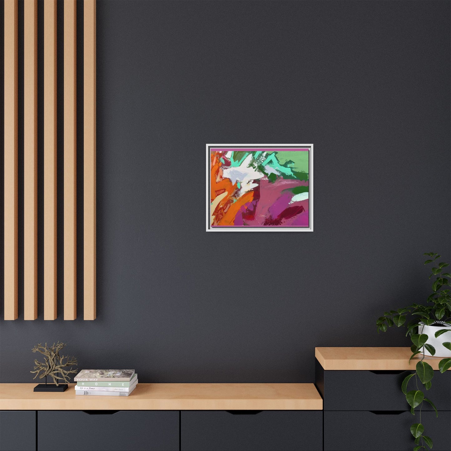 Abstract Multi‑Color Matte Canvas Framed Wall Art