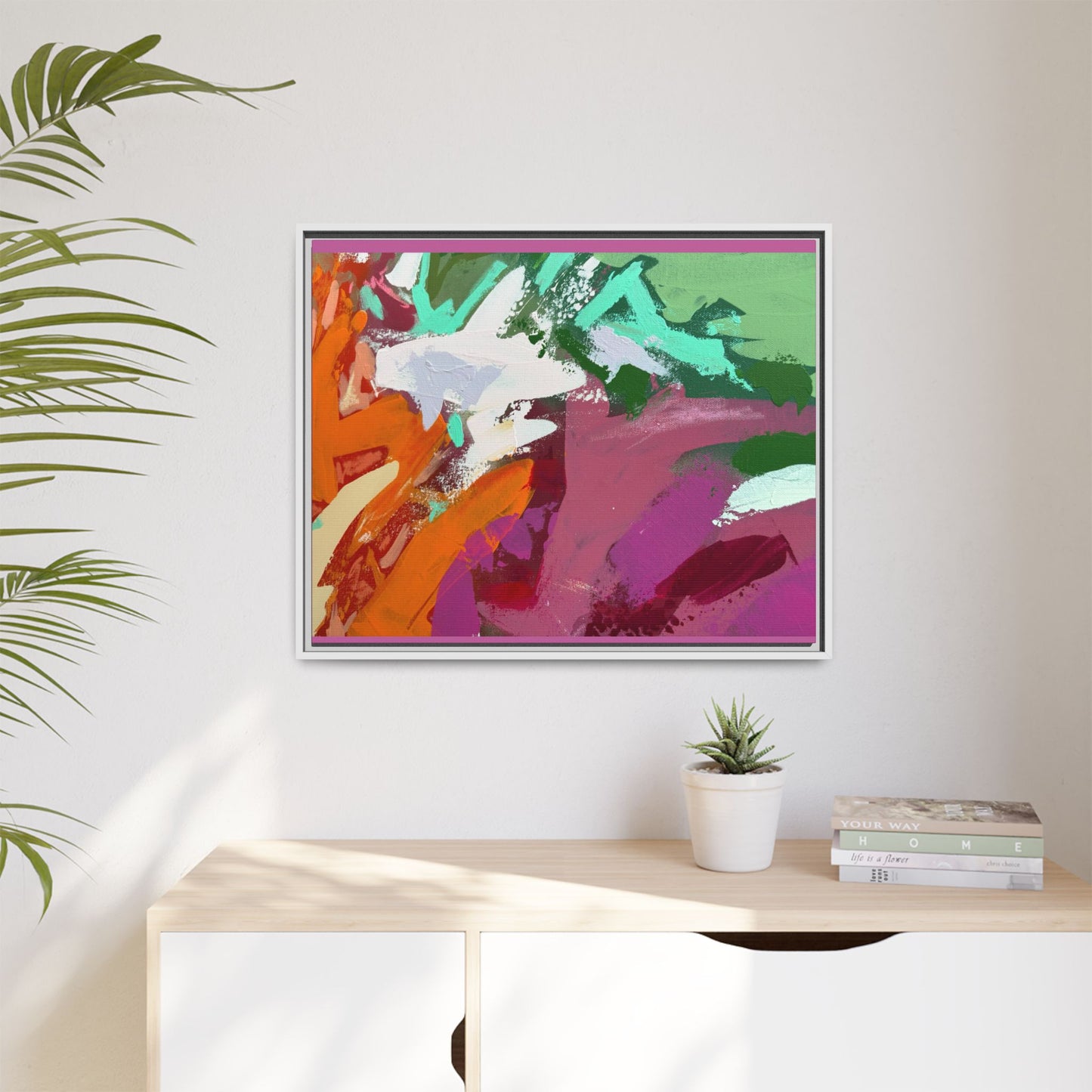 Abstract Multi‑Color Matte Canvas Framed Wall Art