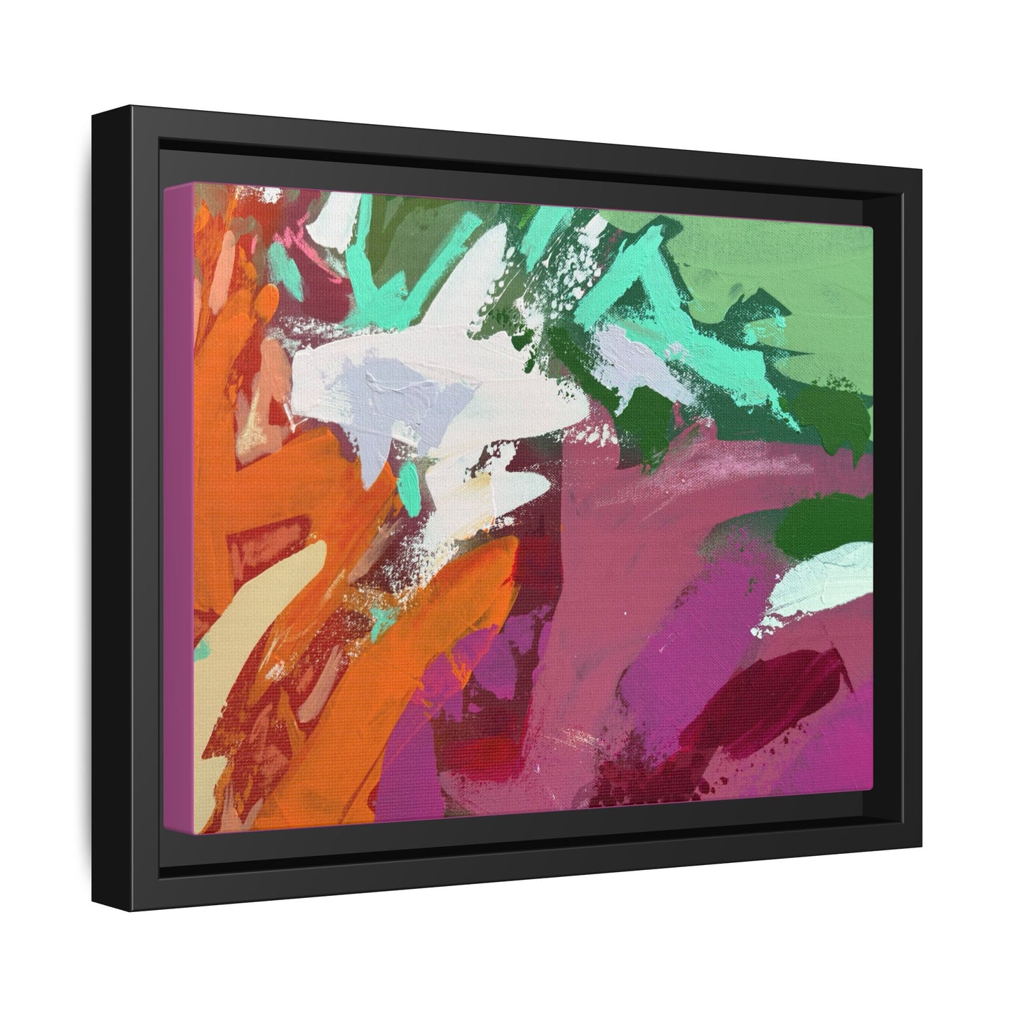 Abstract Multi‑Color Matte Canvas Framed Wall Art