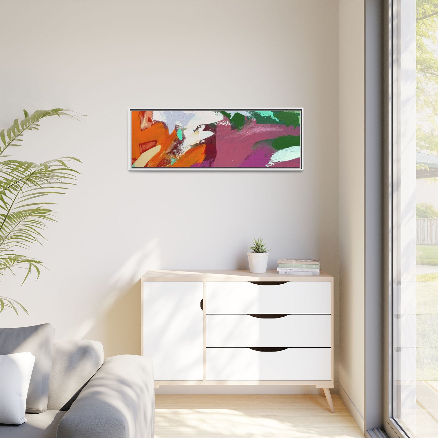 Abstract Multi‑Color Matte Canvas Framed Wall Art