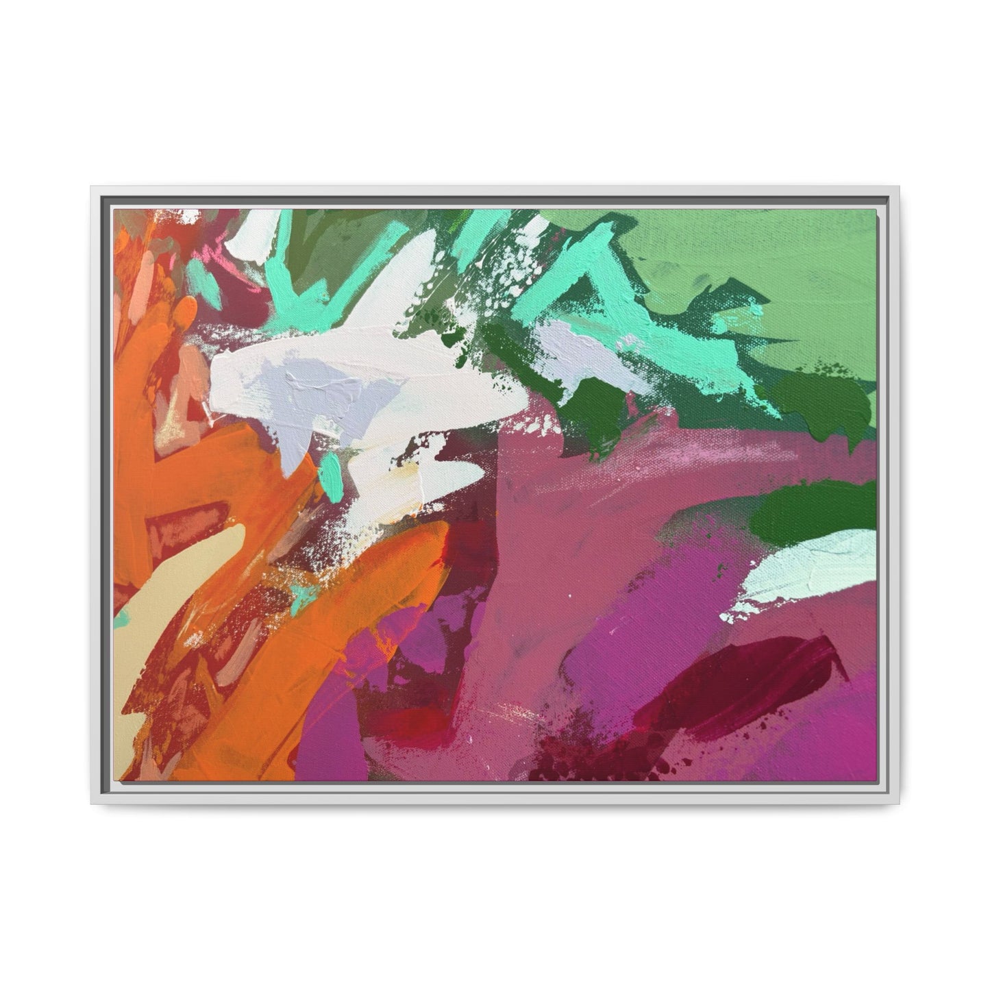 Abstract Multi‑Color Matte Canvas Framed Wall Art