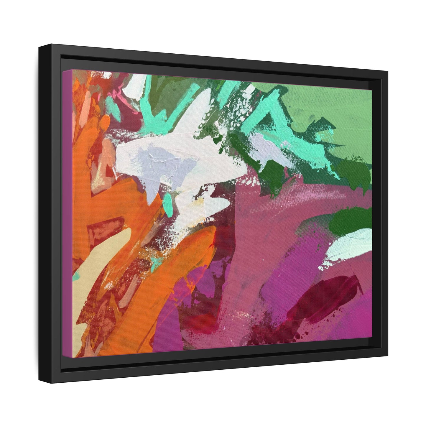 Abstract Multi‑Color Matte Canvas Framed Wall Art
