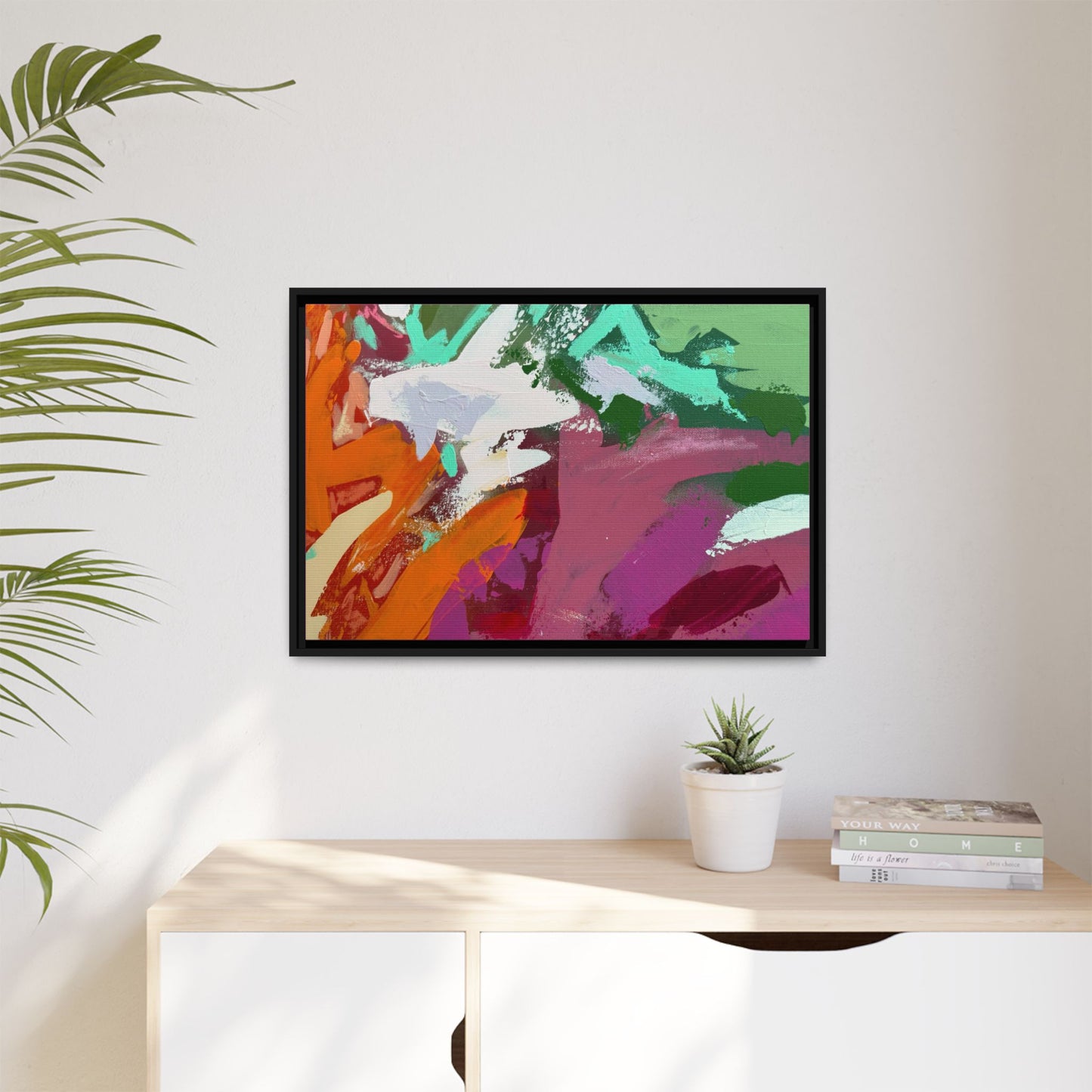 Abstract Multi‑Color Matte Canvas Framed Wall Art
