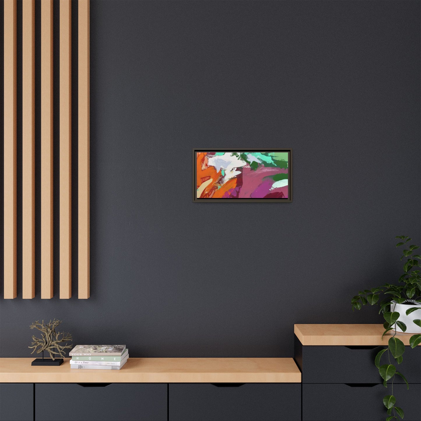 Abstract Multi‑Color Matte Canvas Framed Wall Art