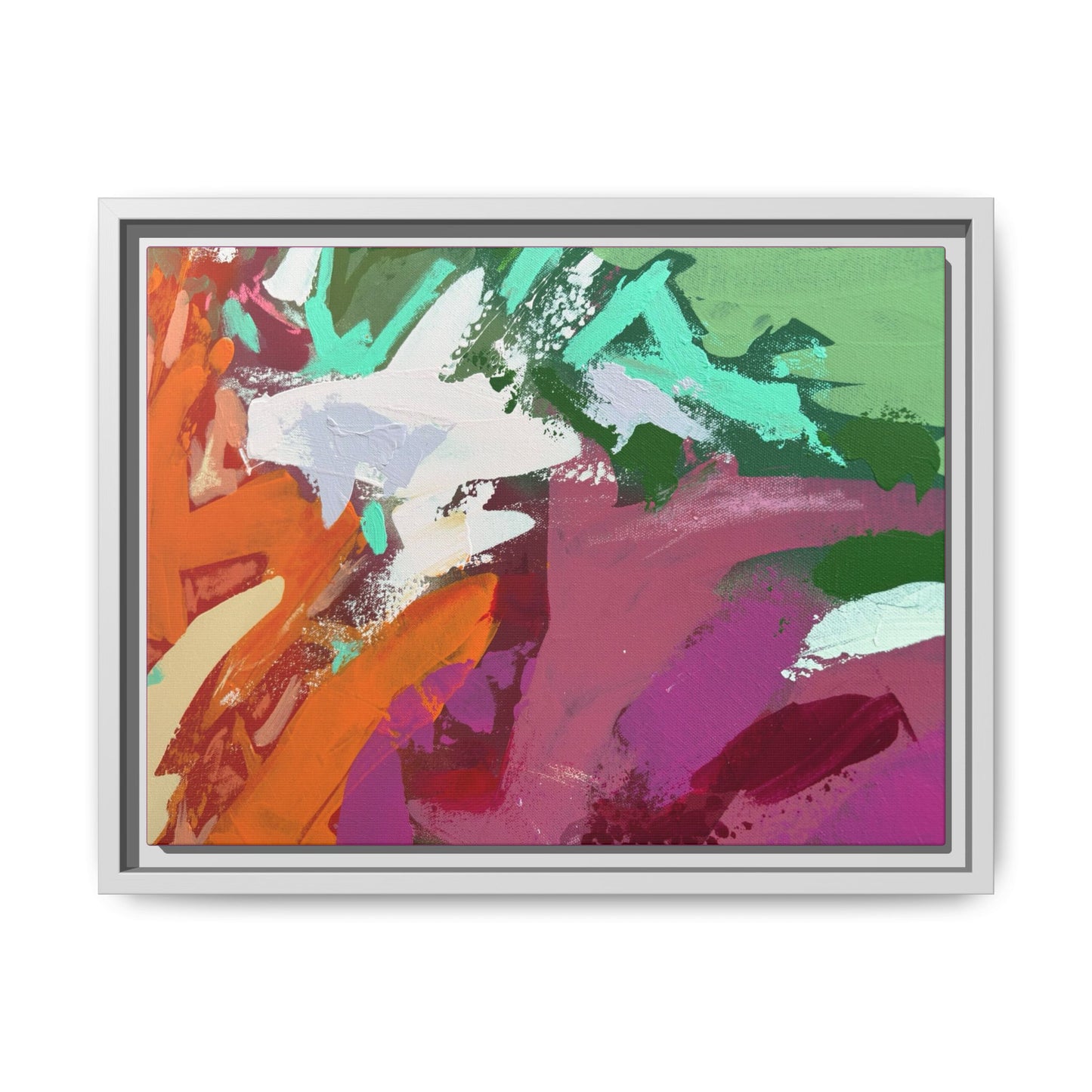 Abstract Multi‑Color Matte Canvas Framed Wall Art