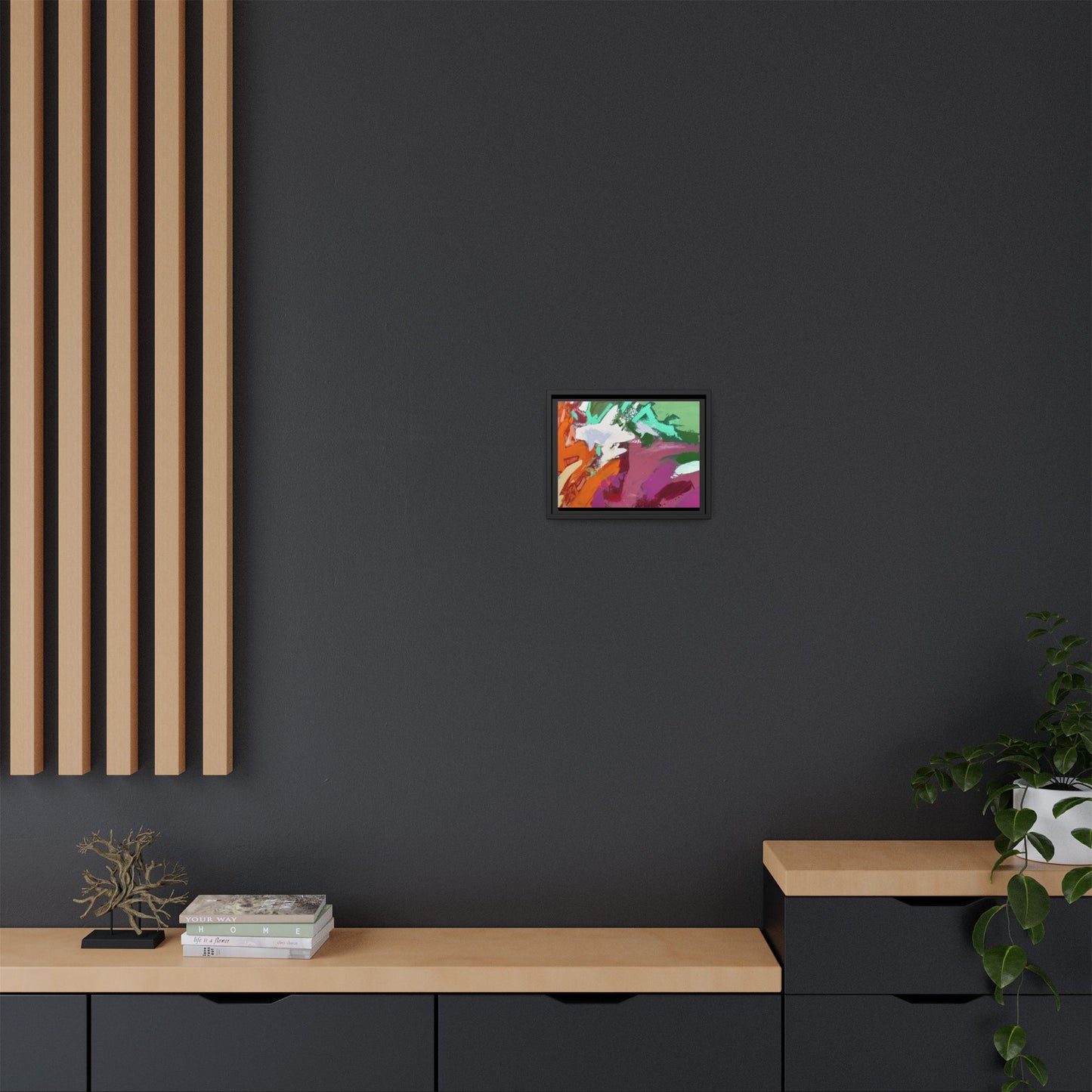 Abstract Multi‑Color Matte Canvas Framed Wall Art