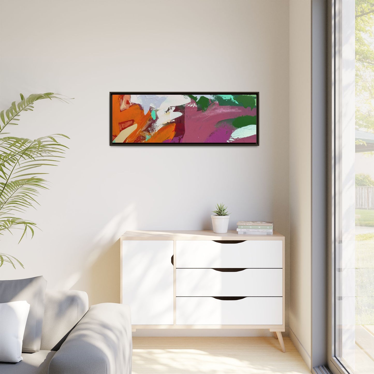 Abstract Multi‑Color Matte Canvas Framed Wall Art
