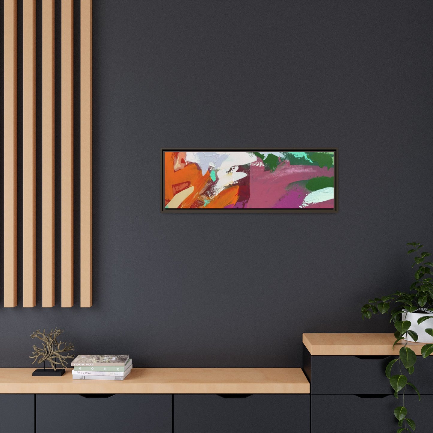 Abstract Multi‑Color Matte Canvas Framed Wall Art