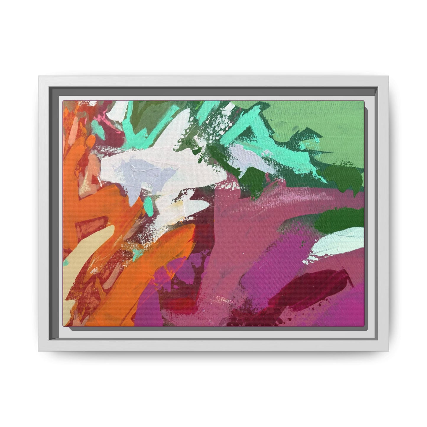 Abstract Multi‑Color Matte Canvas Framed Wall Art