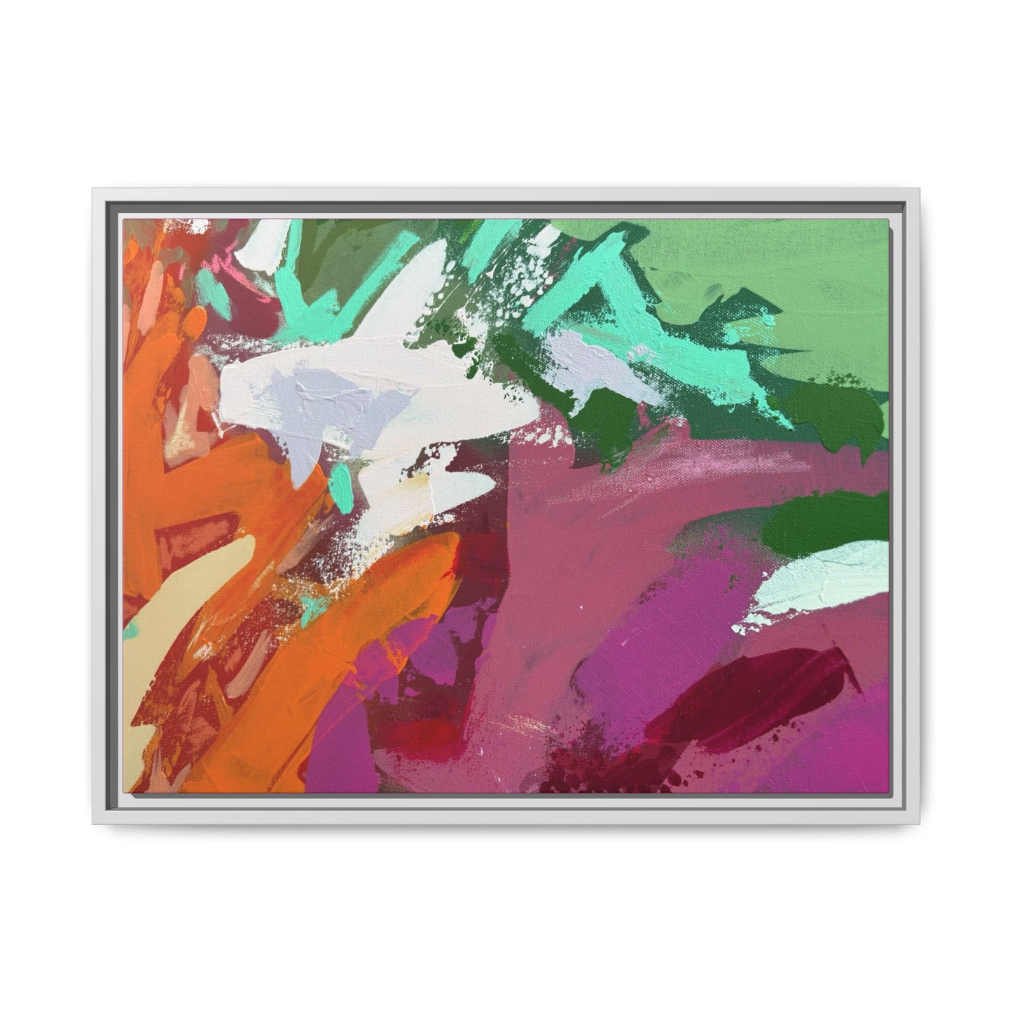 Abstract Multi‑Color Matte Canvas Framed Wall Art