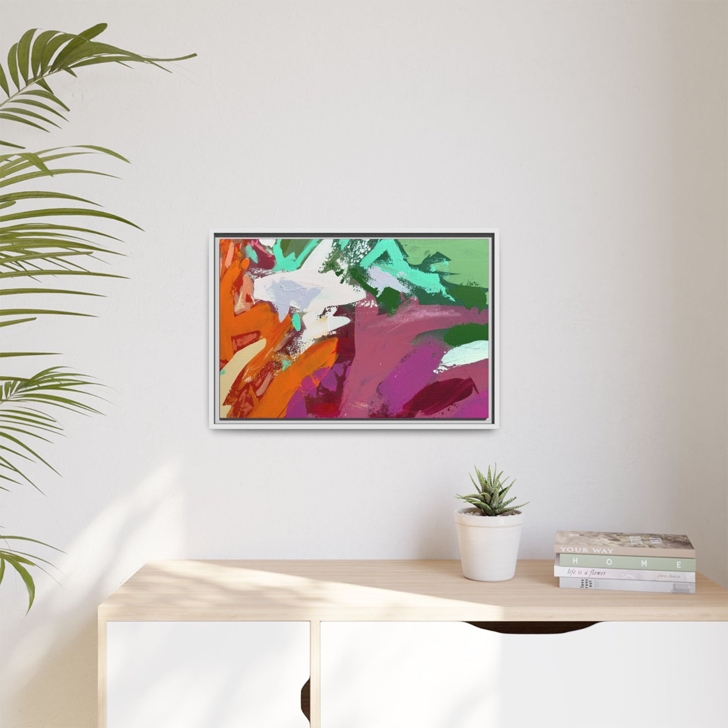 Abstract Multi‑Color Matte Canvas Framed Wall Art