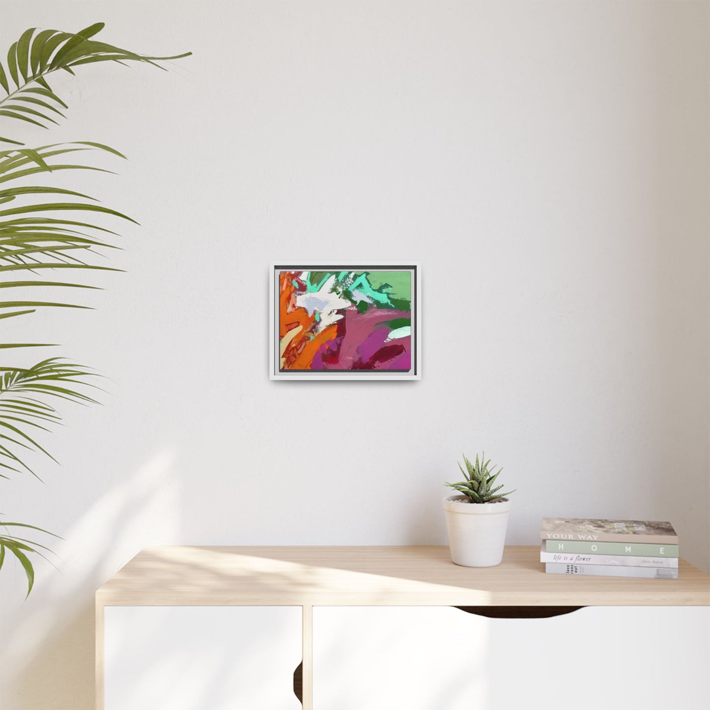 Abstract Multi‑Color Matte Canvas Framed Wall Art