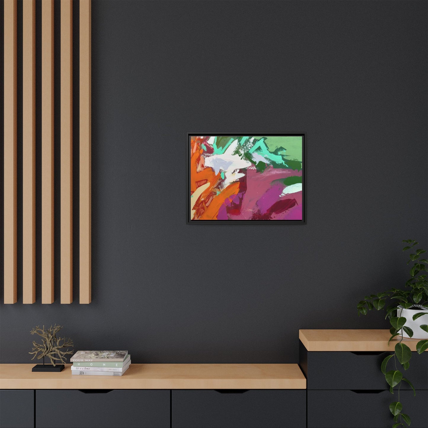 Abstract Multi‑Color Matte Canvas Framed Wall Art