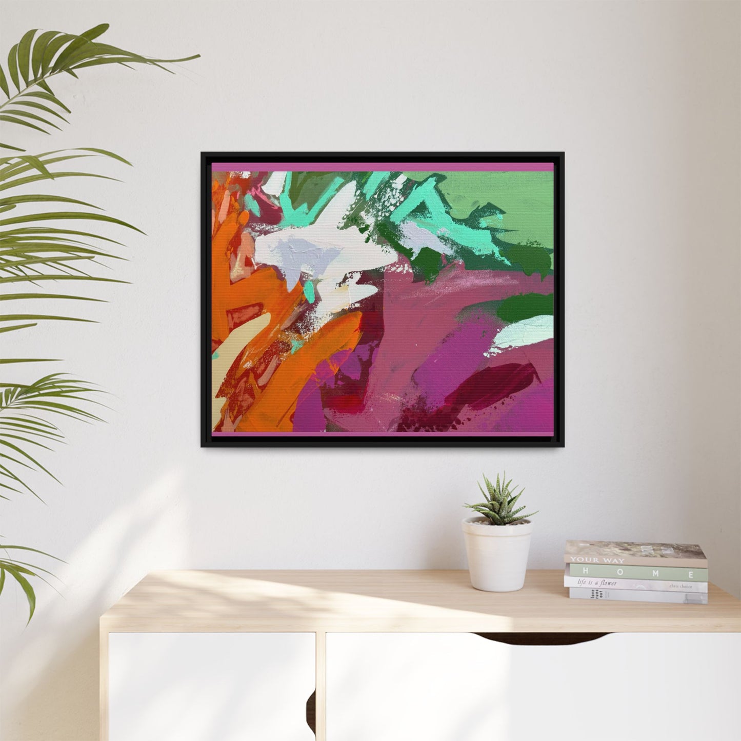 Abstract Multi‑Color Matte Canvas Framed Wall Art