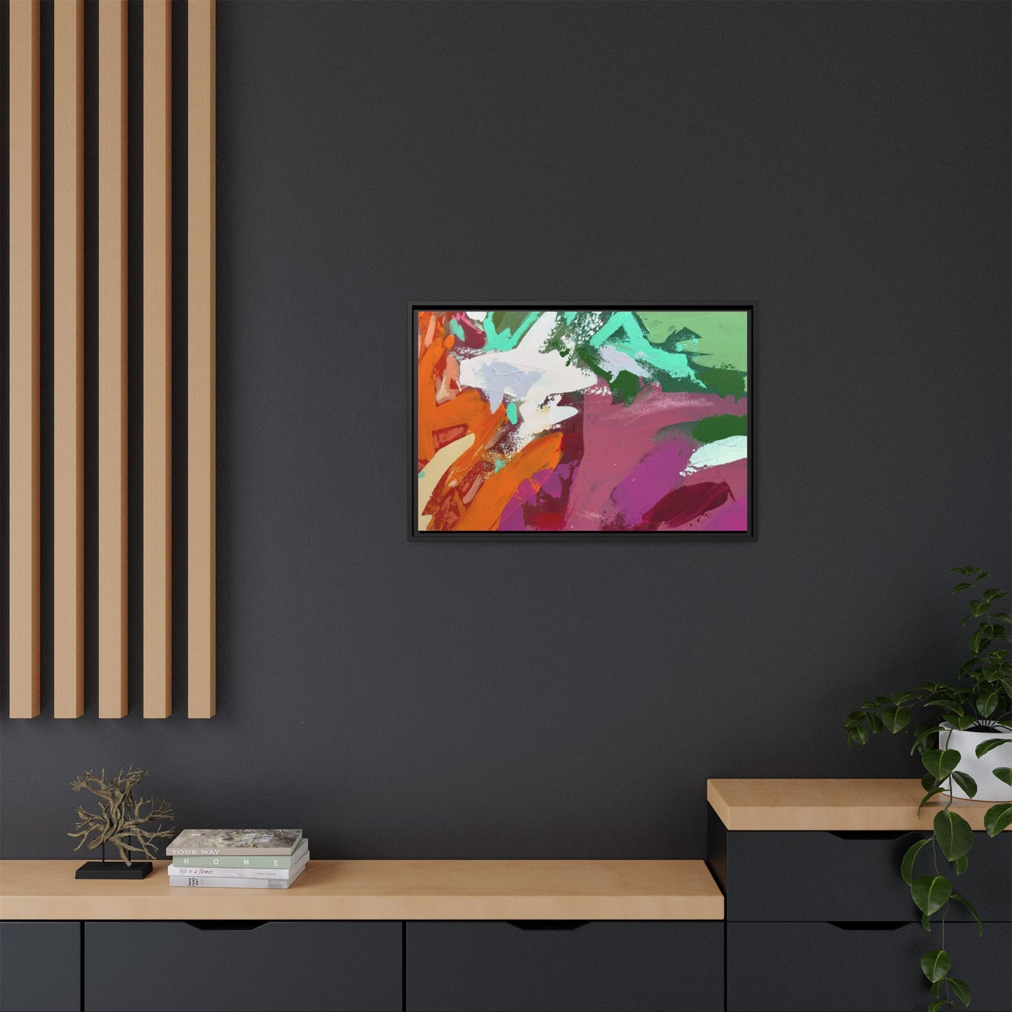 Abstract Multi‑Color Matte Canvas Framed Wall Art