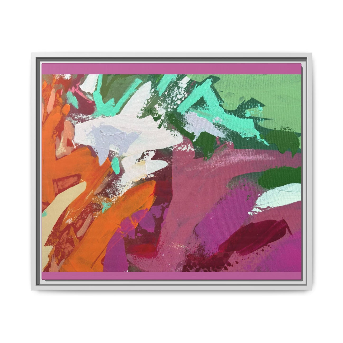 Abstract Multi‑Color Matte Canvas Framed Wall Art